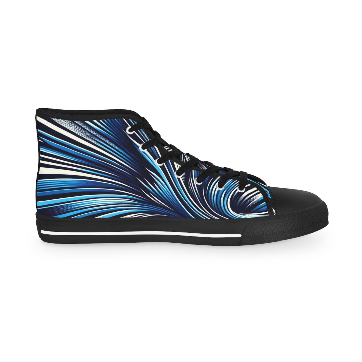 Men's High Top Sneakers - Blue and White Stripes