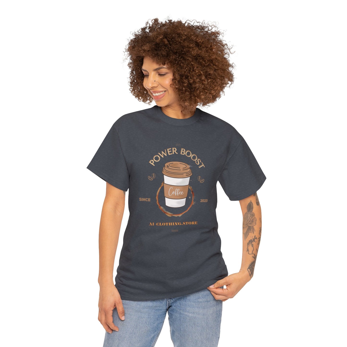 Unisex Heavy Cotton Tee - COFFEE - POWER BOOST