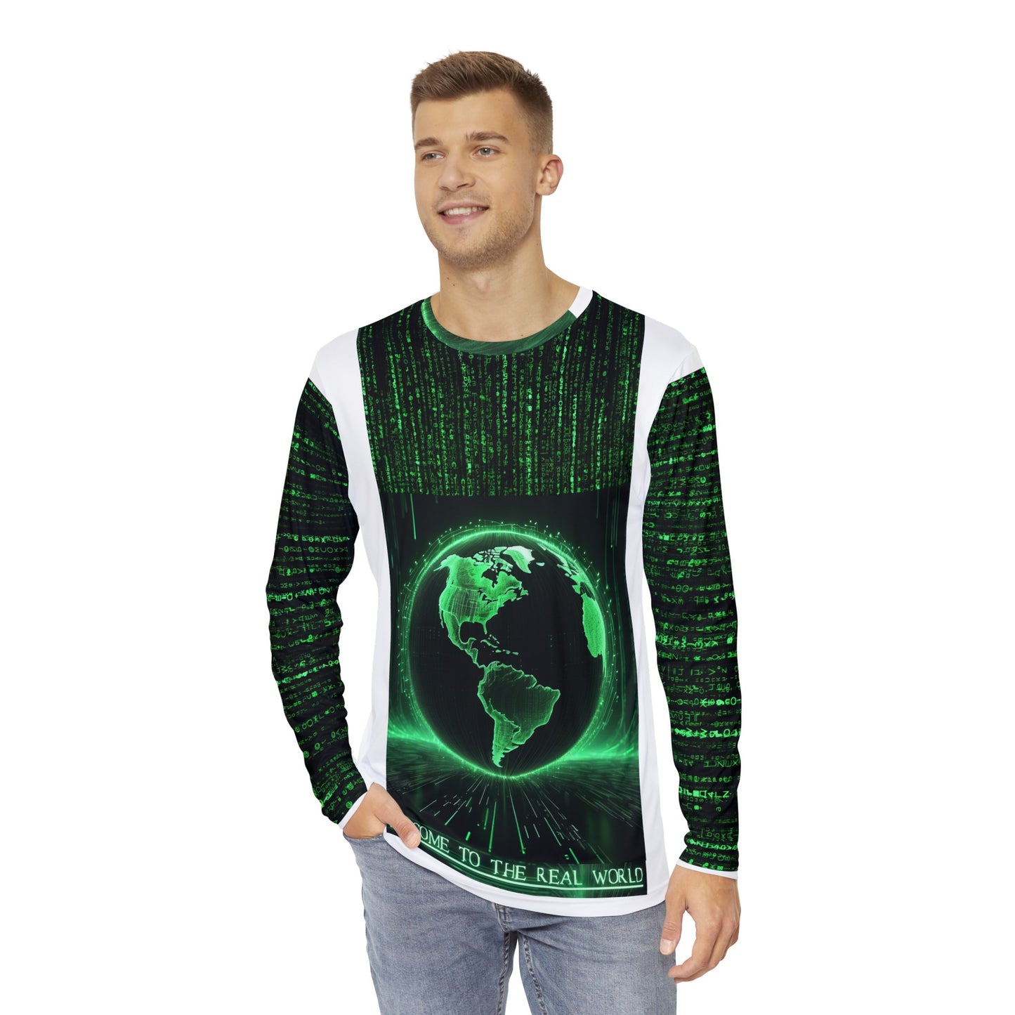 The Matrix Themed - Men's Long Sleeve Shirt - Welcome To The Real World