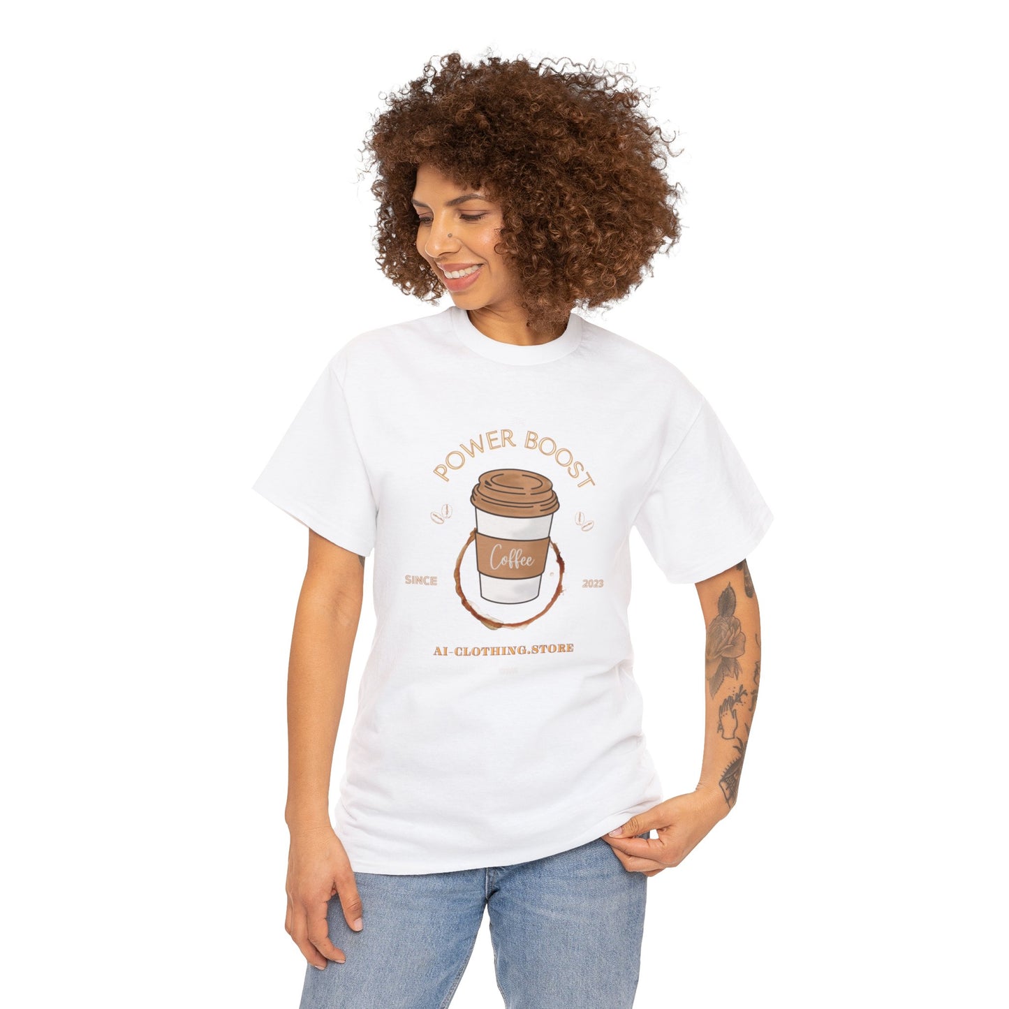 Unisex Heavy Cotton Tee - COFFEE - POWER BOOST