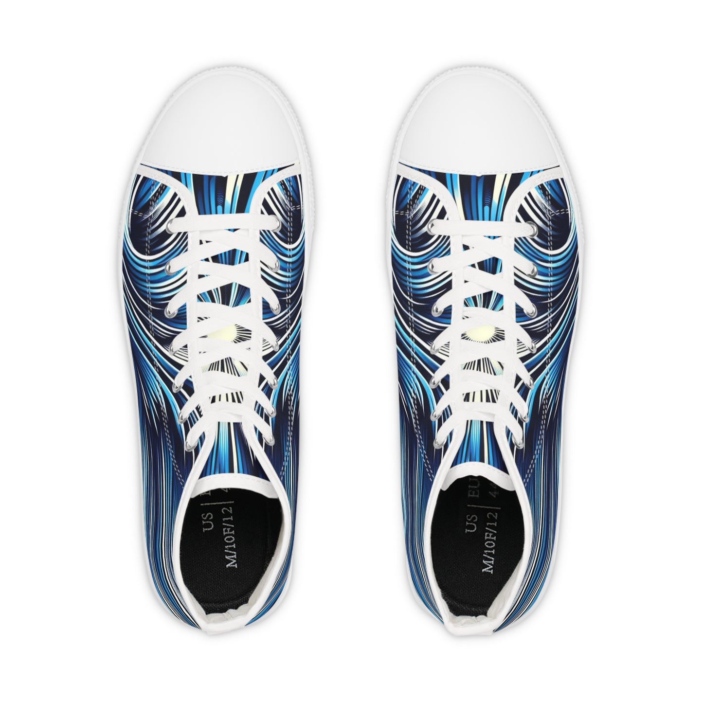 Men's High Top Sneakers - Blue and White Stripes