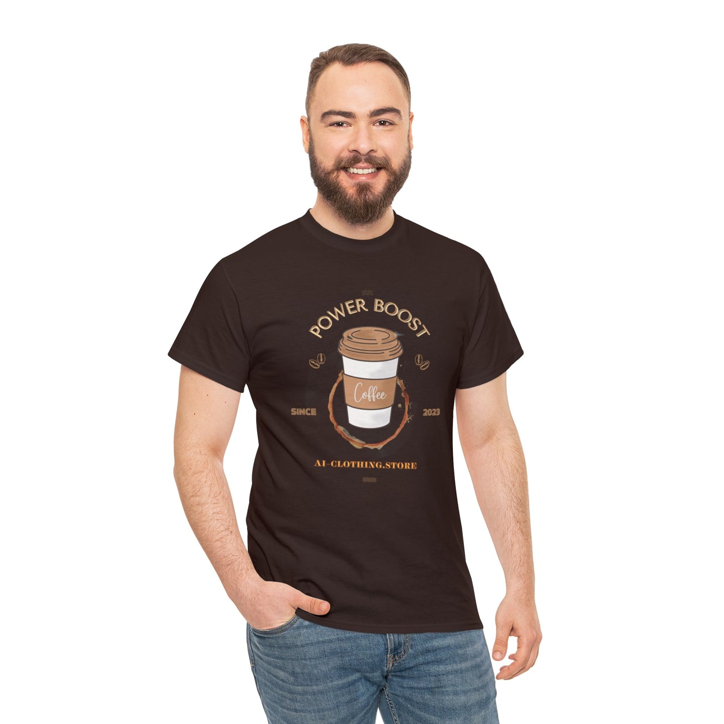 Unisex Heavy Cotton Tee - COFFEE - POWER BOOST