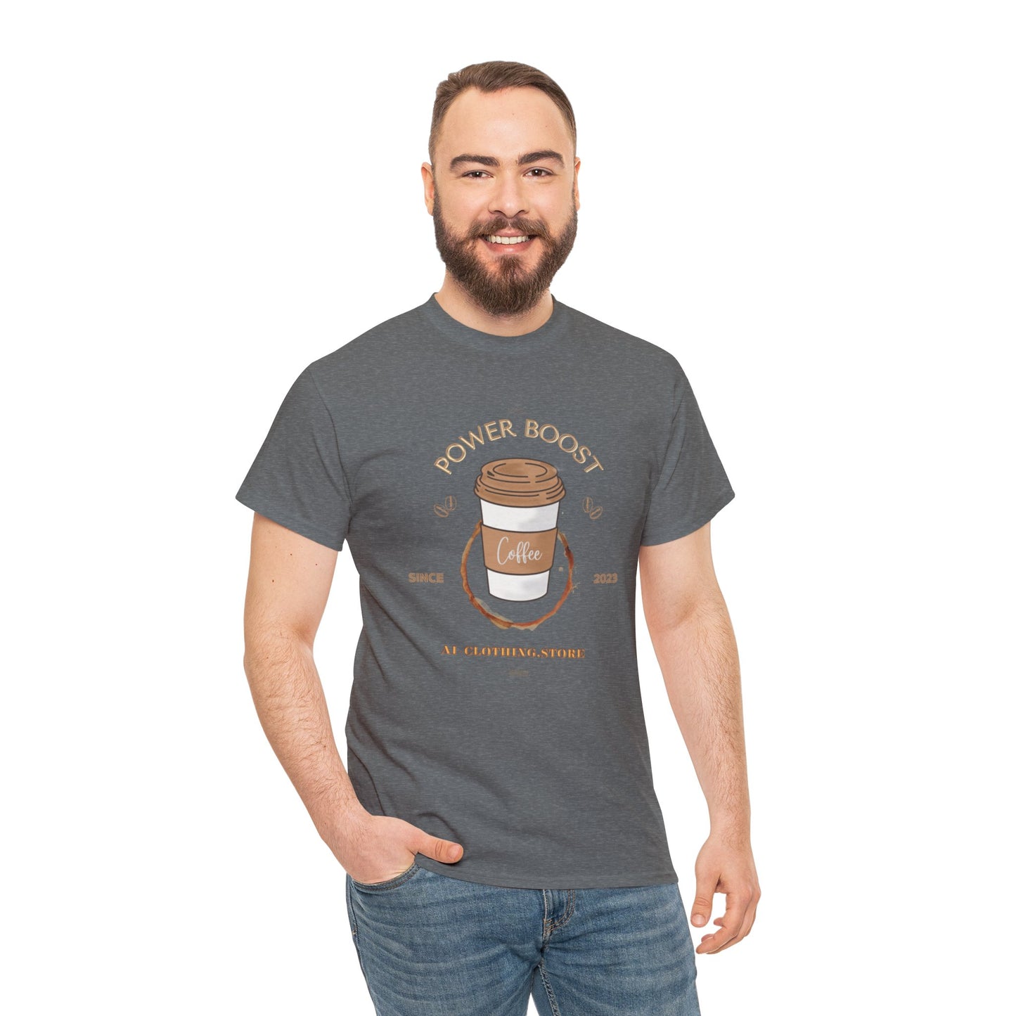 Unisex Heavy Cotton Tee - COFFEE - POWER BOOST