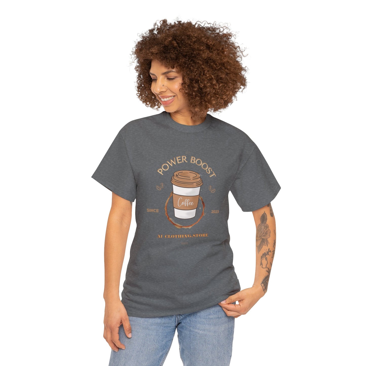 Unisex Heavy Cotton Tee - COFFEE - POWER BOOST