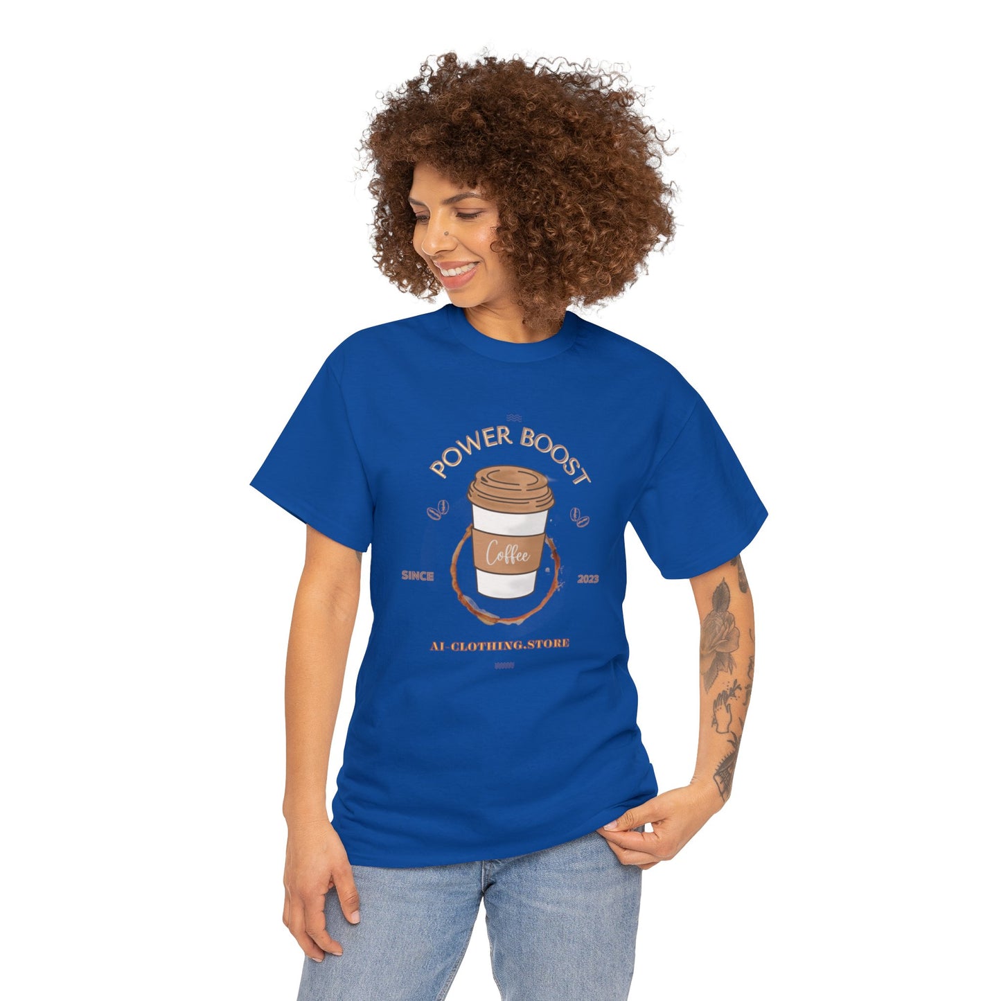 Unisex Heavy Cotton Tee - COFFEE - POWER BOOST