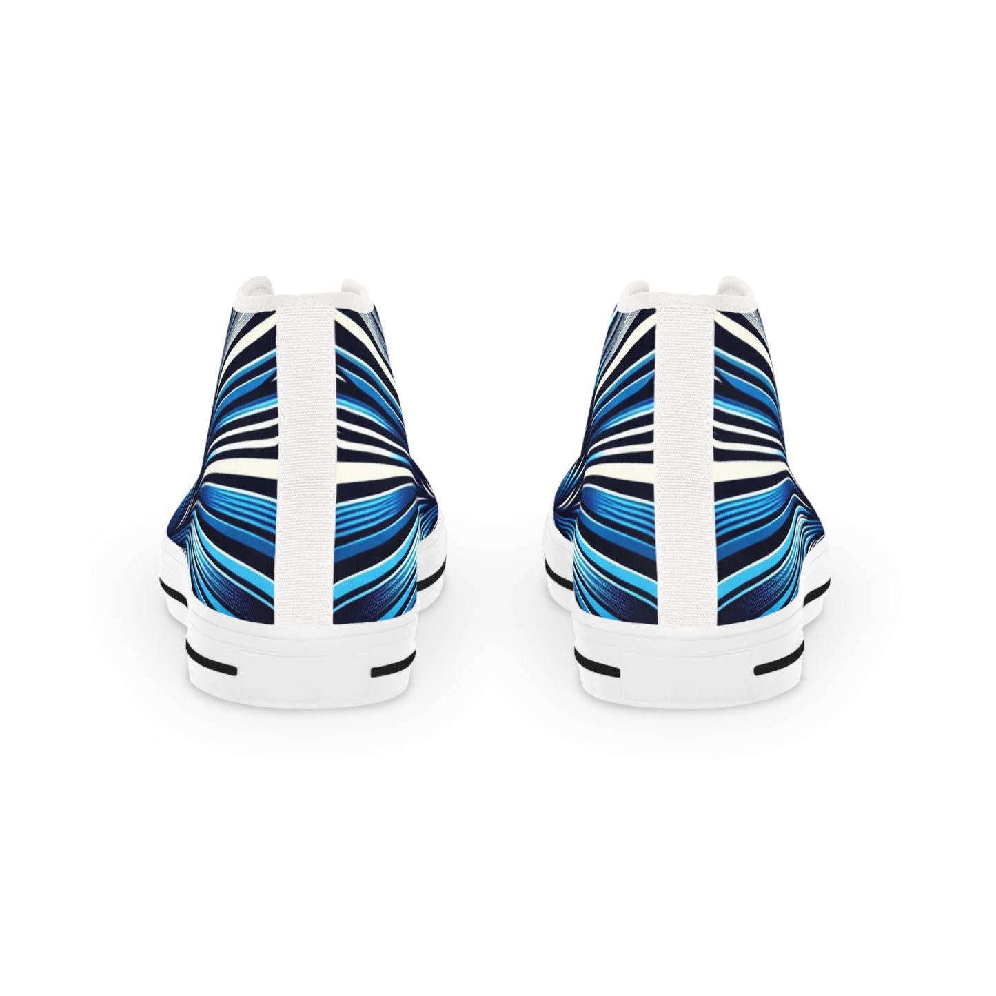 Men's High Top Sneakers - Blue and White Stripes