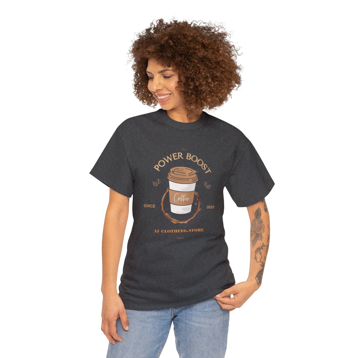 Unisex Heavy Cotton Tee - COFFEE - POWER BOOST