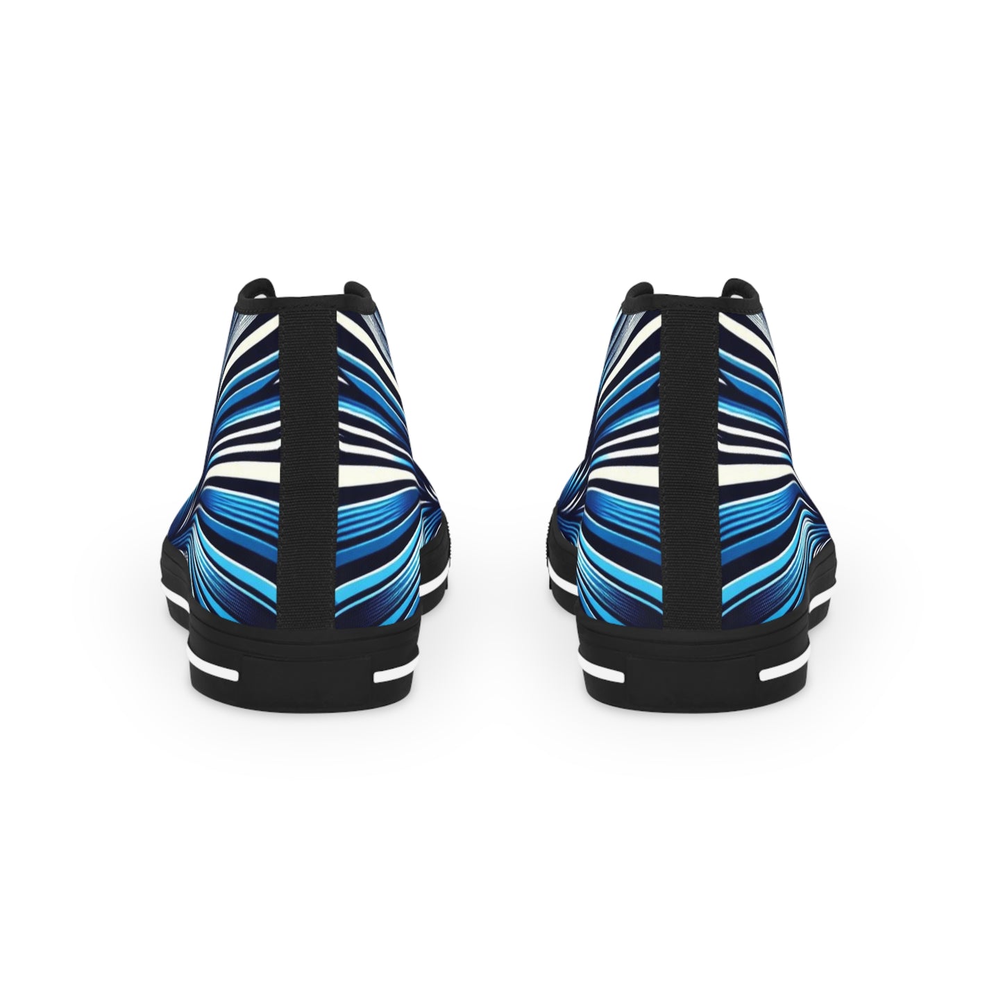 Men's High Top Sneakers - Blue and White Stripes