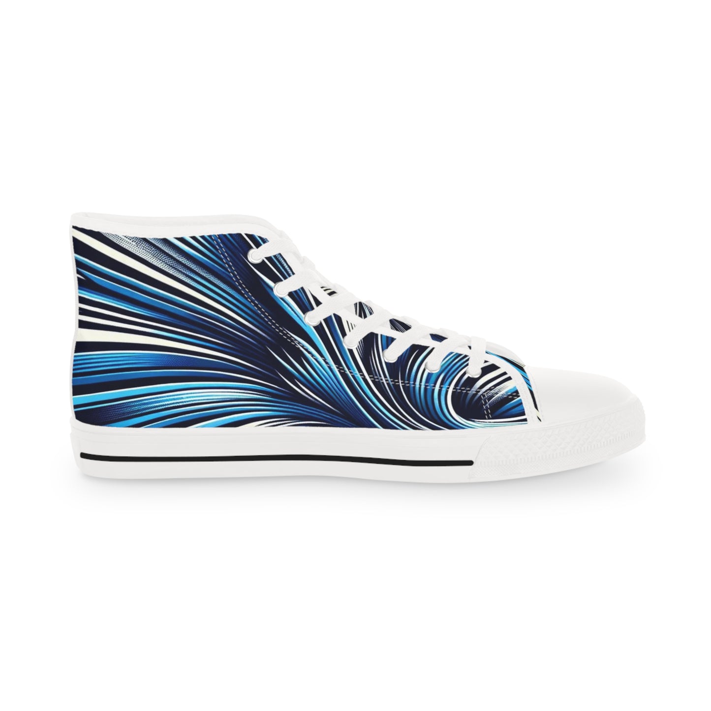 Men's High Top Sneakers - Blue and White Stripes