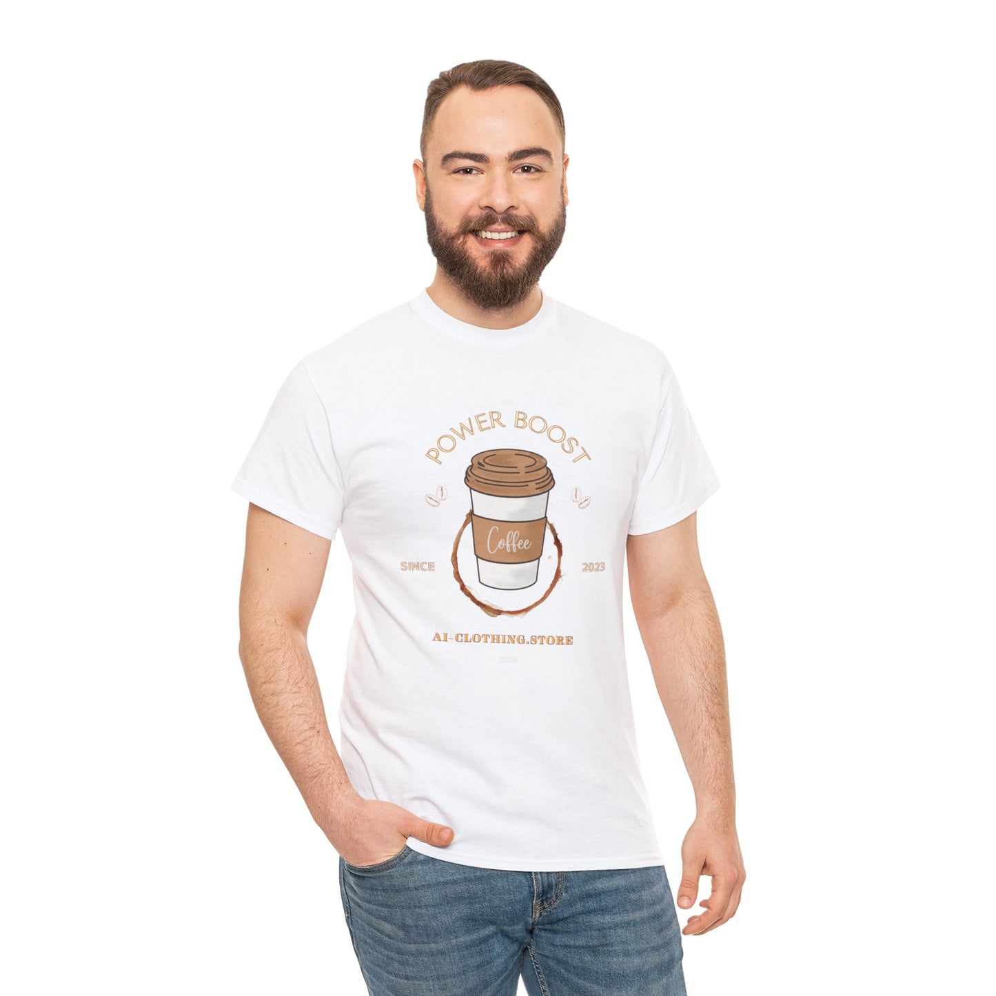 Unisex Heavy Cotton Tee - COFFEE - POWER BOOST