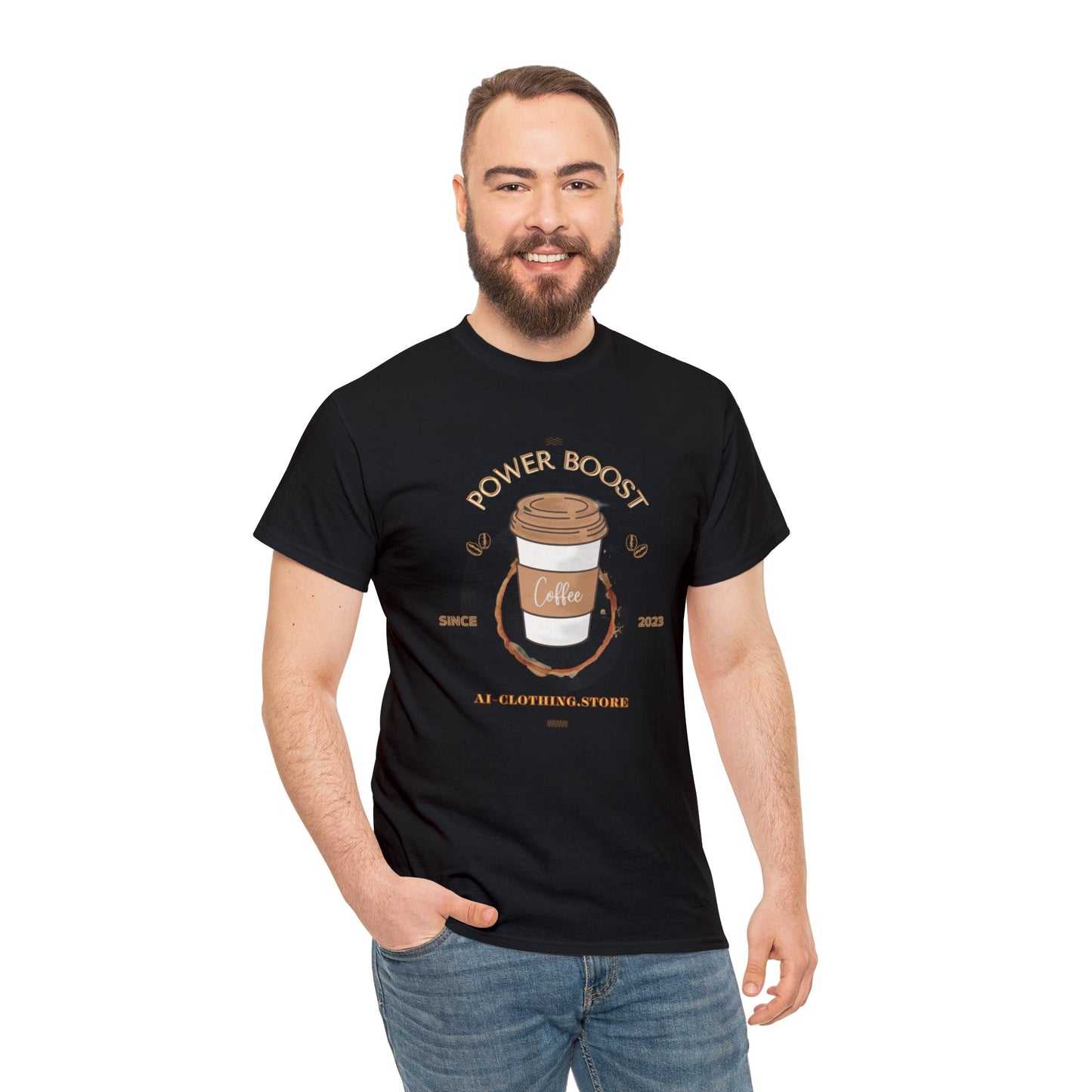 Unisex Heavy Cotton Tee - COFFEE - POWER BOOST